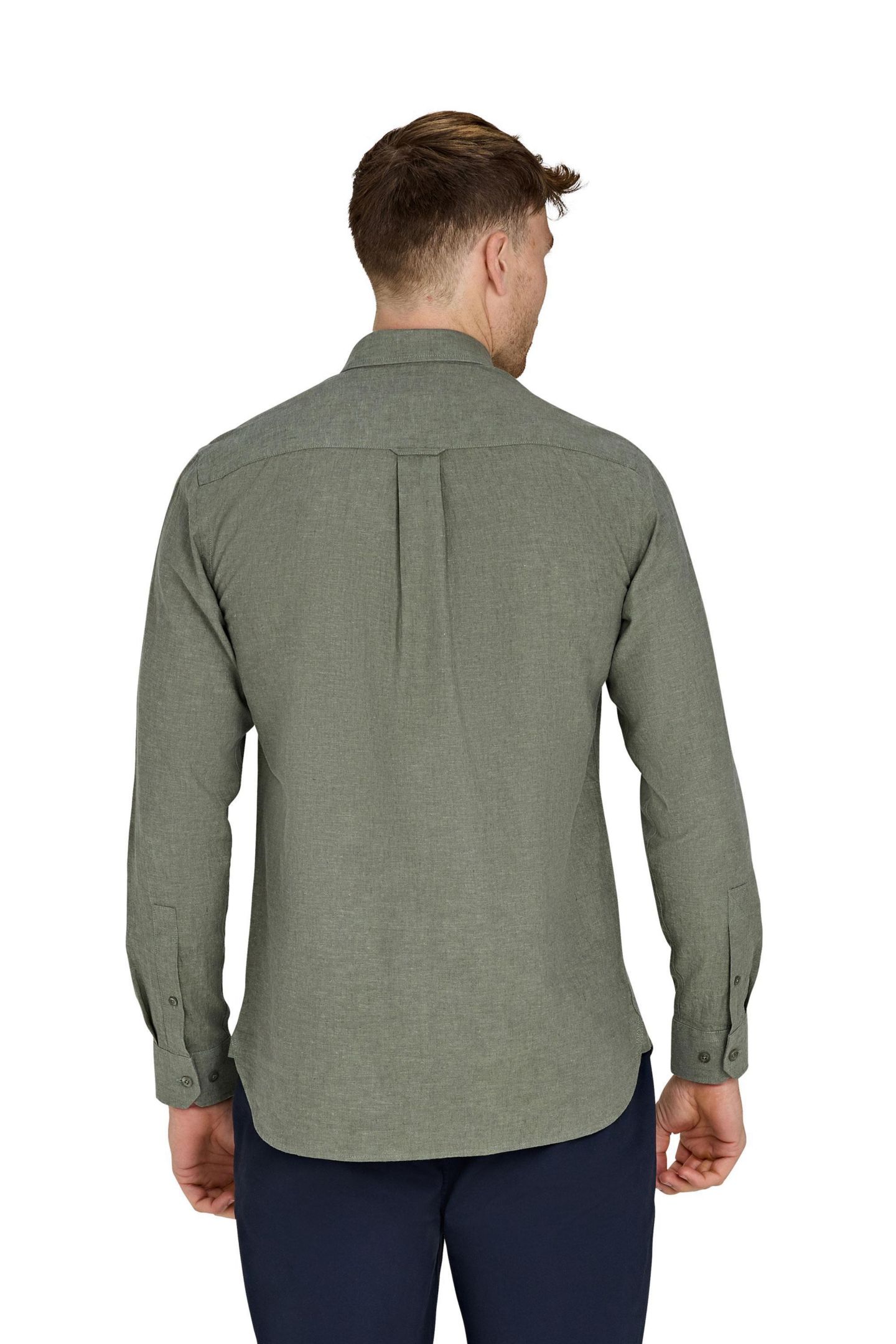 Мужская рубашка Raging Bull Classic Long-Sleeve Linen-Blend, цвет: Оливковый — фото 2