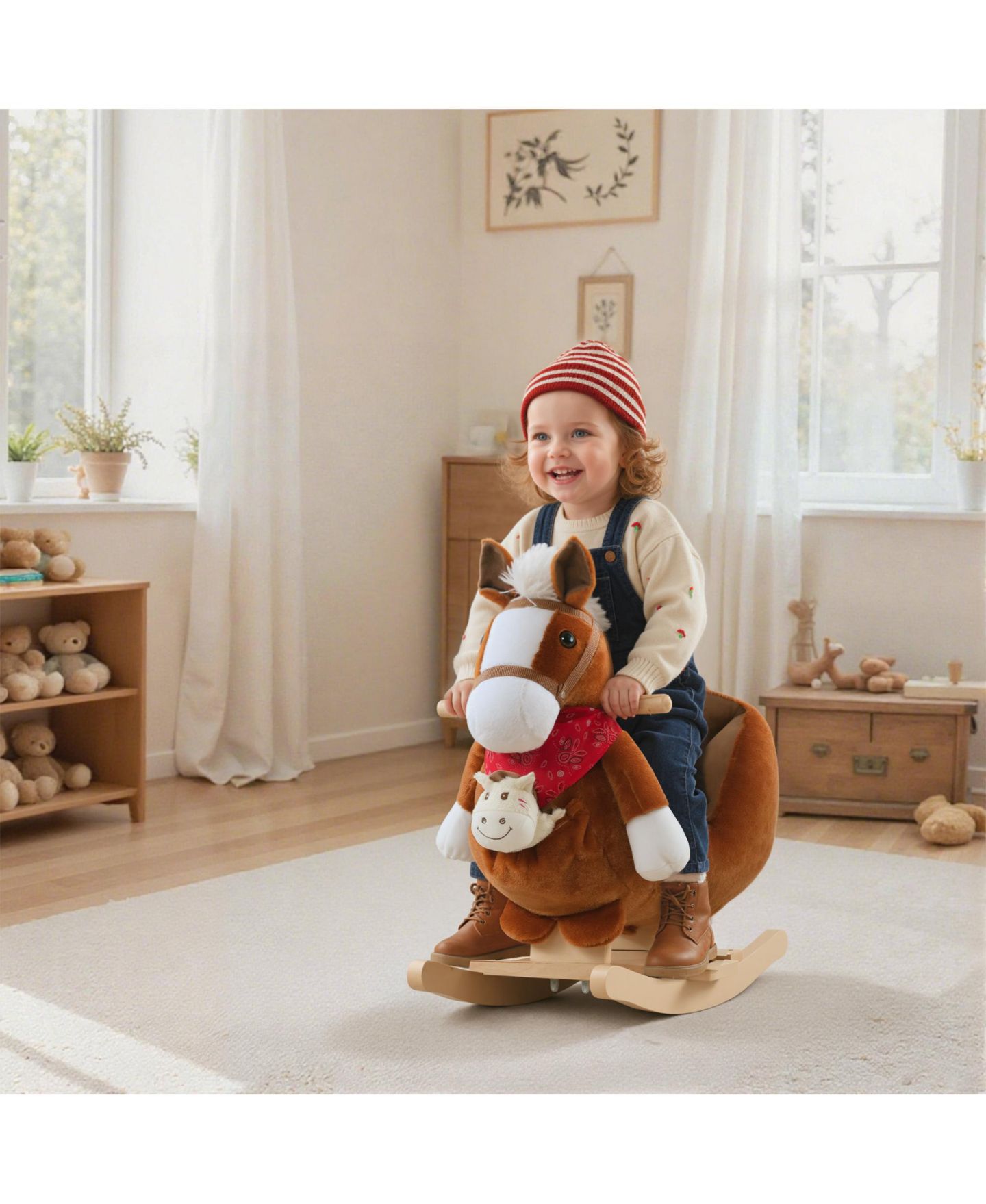 Детская игрушка Glintex 12V Electric Ride-On Rocking Horse with Sounds, Ages 1.5-3, цвет: Коричневый — фото 3