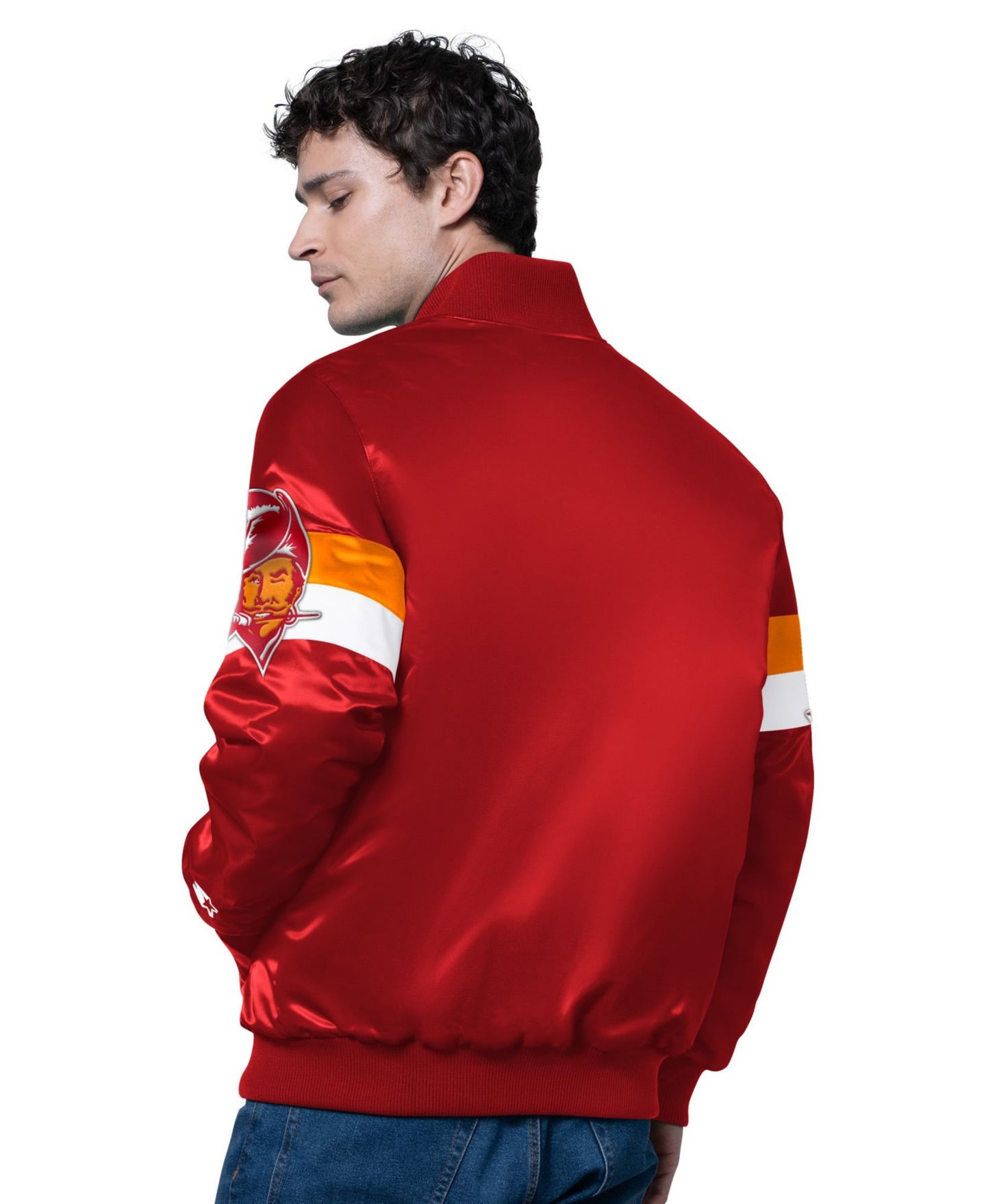 Мужская куртка Starter Red Tampa Bay Buccaneers Triple Option Satin Varsity Vintage Logo Full-Snap — фото 2