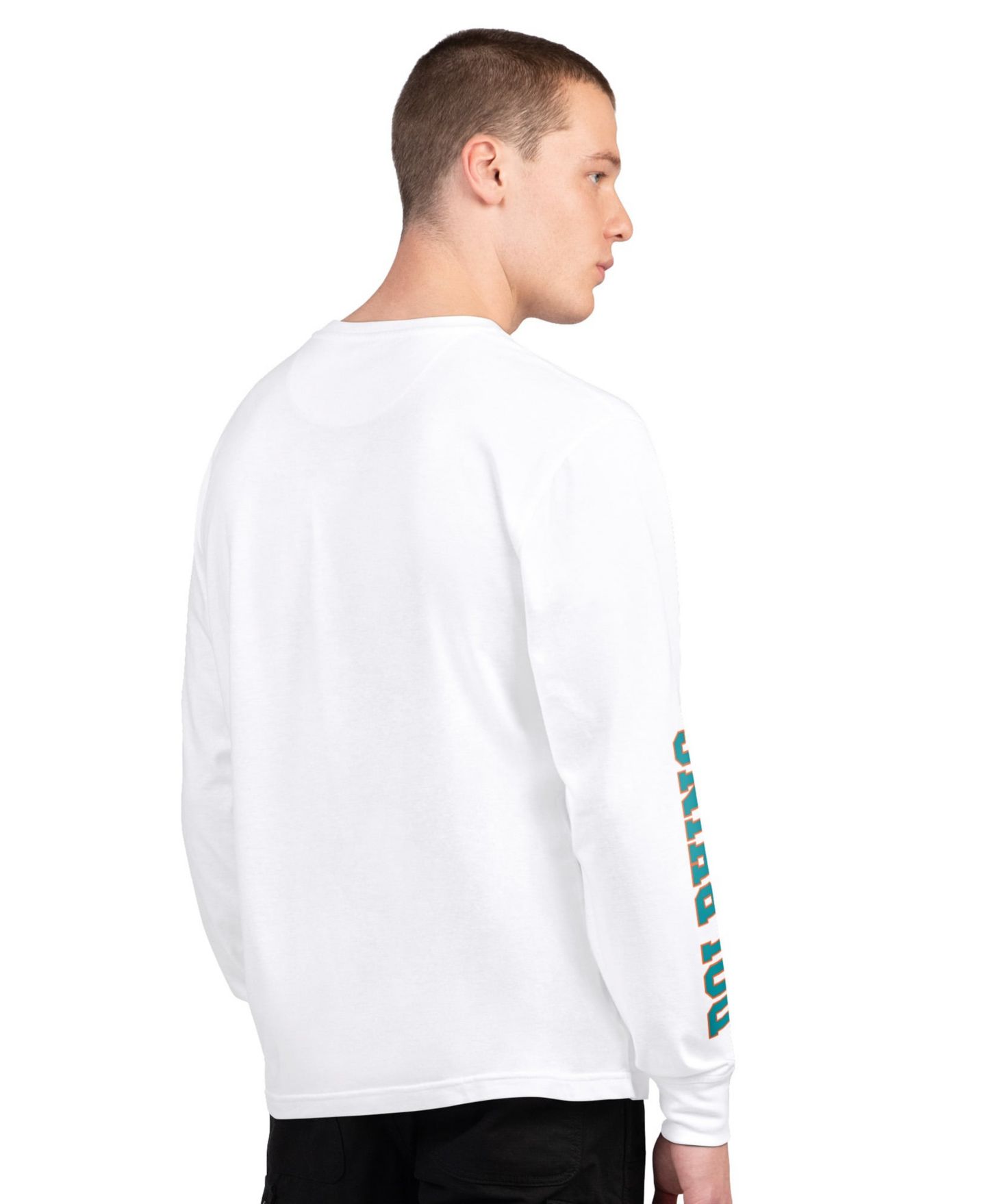 Мужские футболки Starter Aqua/White Miami Dolphins Short Sleeve & Long Sleeve T-Shirt Combo Pack — фото 7
