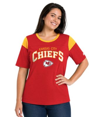 Women's  Red Kansas City Chiefs Plus Size Linebacker Slub T-Shirt