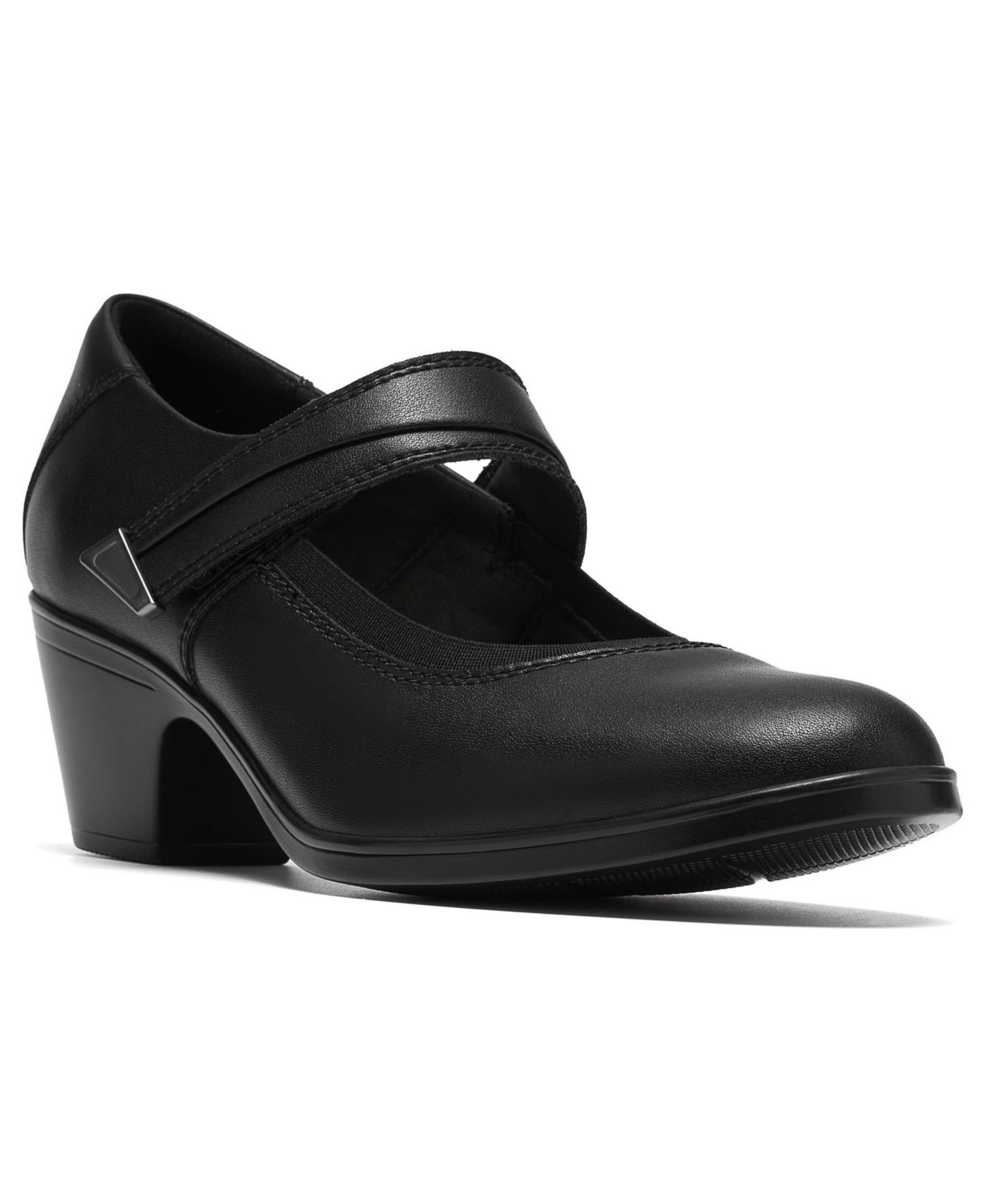 Женские туфли-лодочки Мэри Джейн Clarks Emily 2 Jaynie на устойчивом каблуке, цвет: Чёрный кожаный — фото 1
