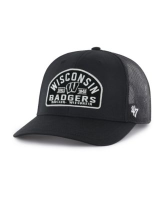 47 Brand Men's Black Wisconsin Badgers Leland Trucker Adjustable Hat