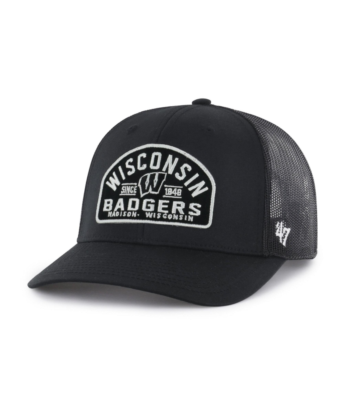 Men's '47 Black Wisconsin Badgers Leland Trucker Adjustable Hat
