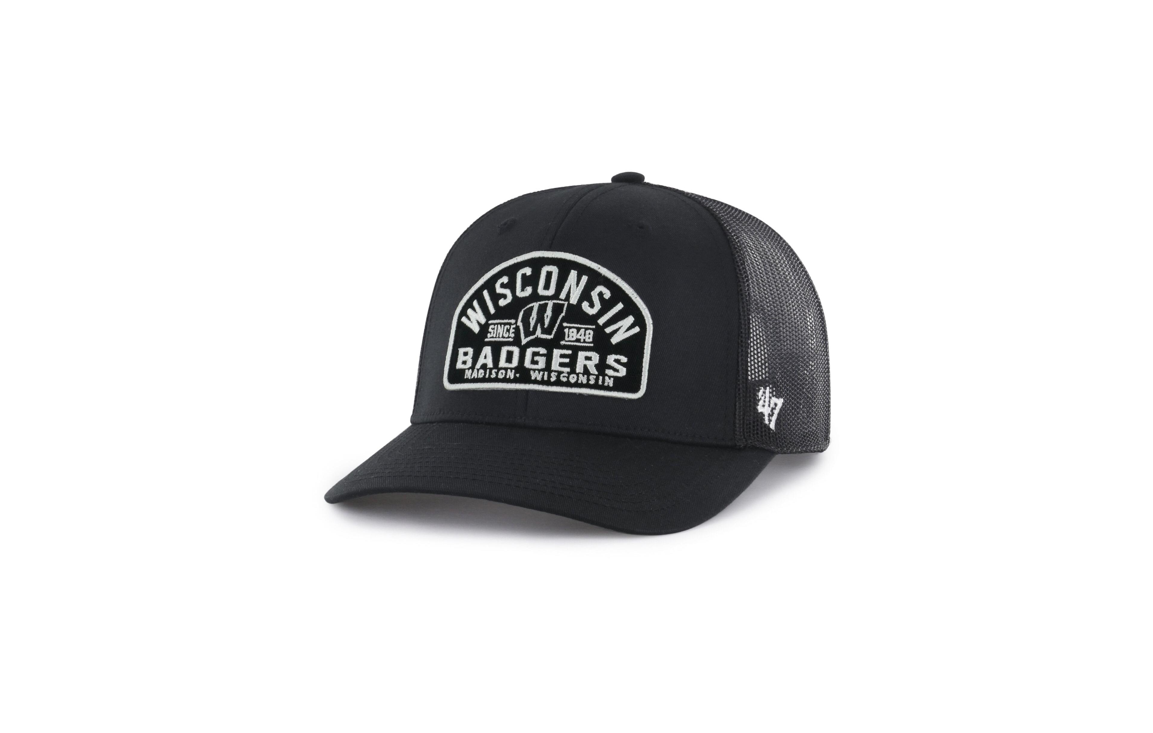 Men's '47 Black Wisconsin Badgers Leland Trucker Adjustable Hat