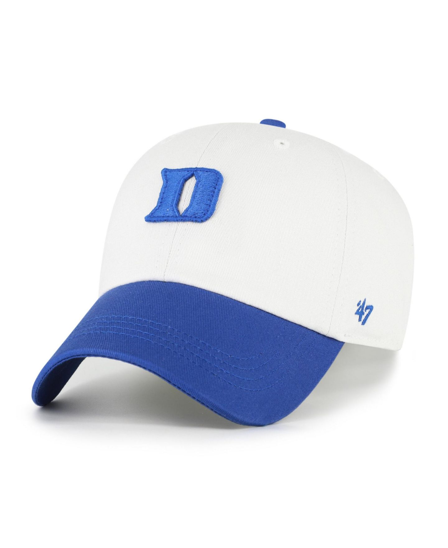 Мужская кепка '47 Brand White/Royal Duke Blue Devils Contemporary Basics Two Tone Clean Up Adjustable Hat — фото 2