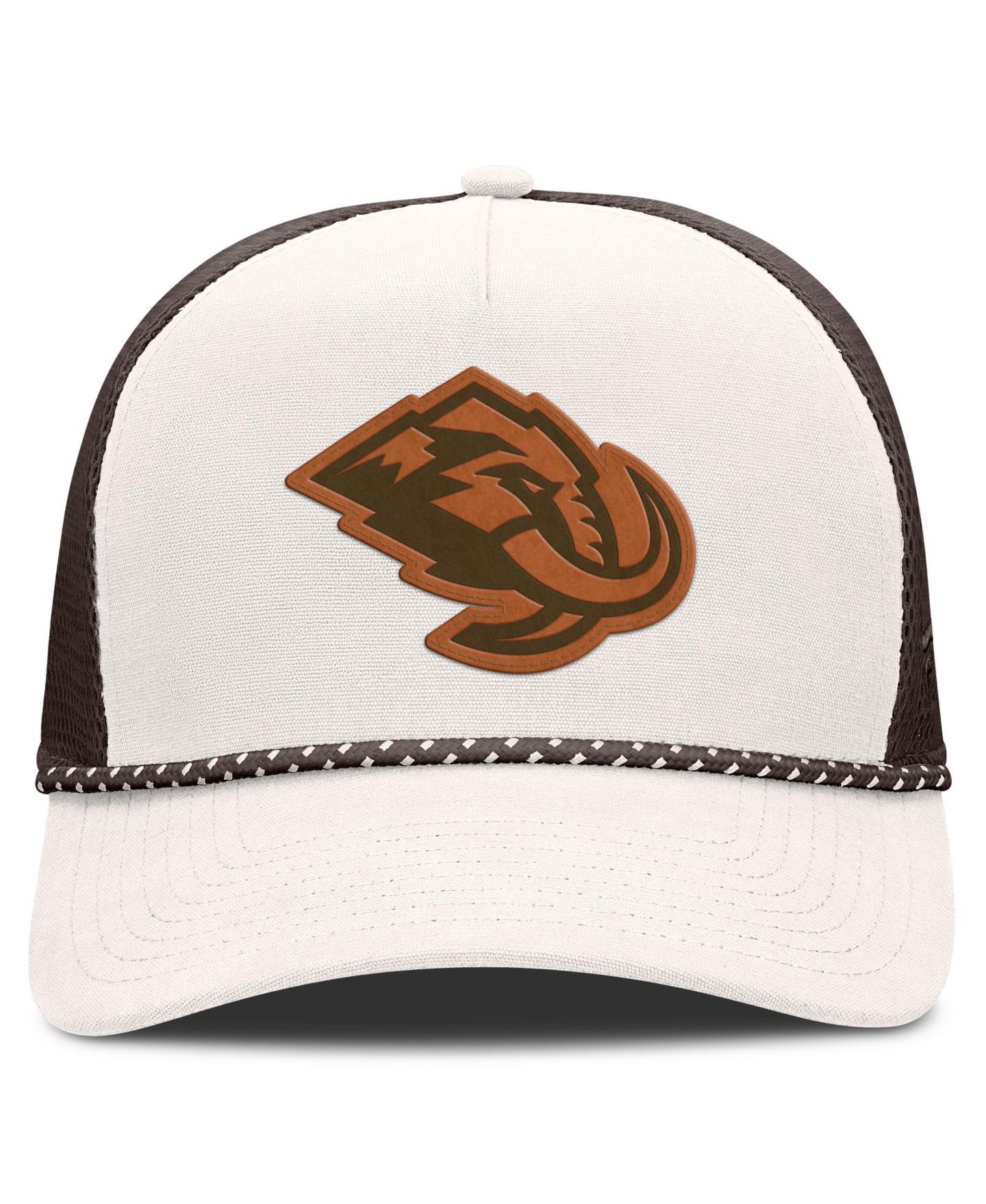 Мужская кепка Fanatics Cream/Brown Utah Mammoth Level Up Bronco Rope A-Frame Trucker Adjustable Hat — фото 2