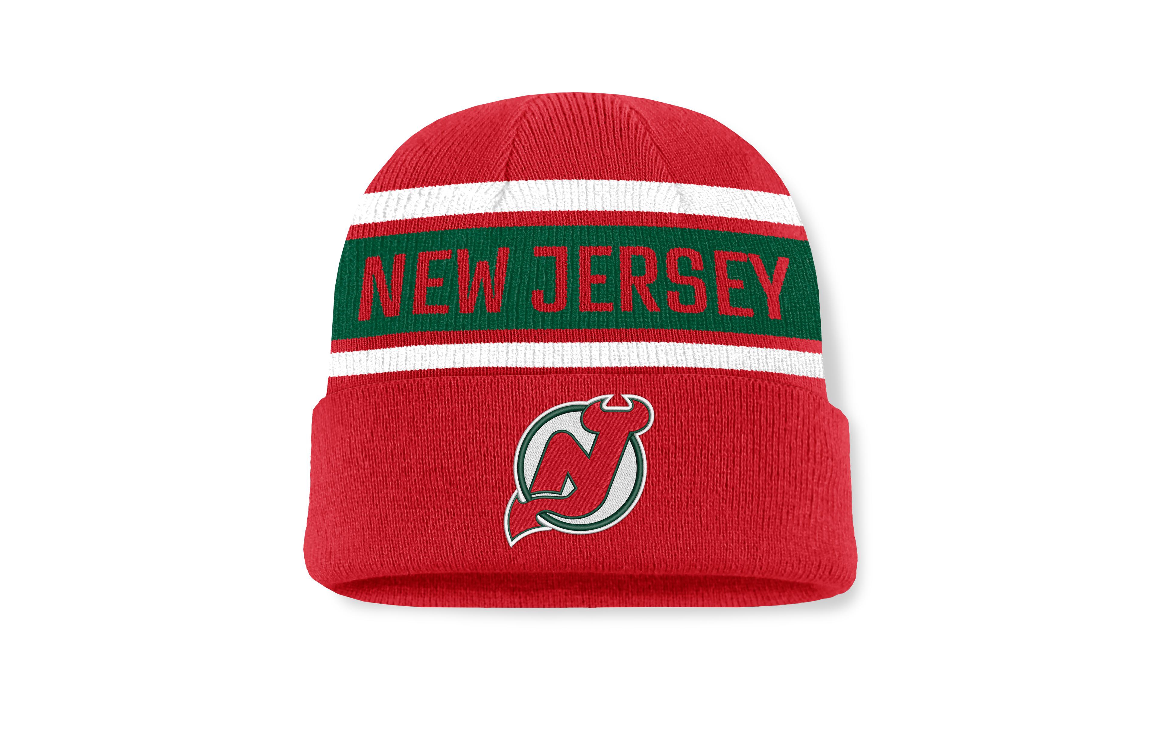 Men's Fanatics Red/Green New Jersey Devils Heritage Cuffed Knit Hat