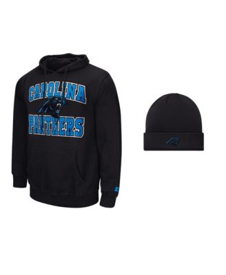 Men's  Black Carolina Panthers Hoodie and Cuffed Knit Hat Combo Pack