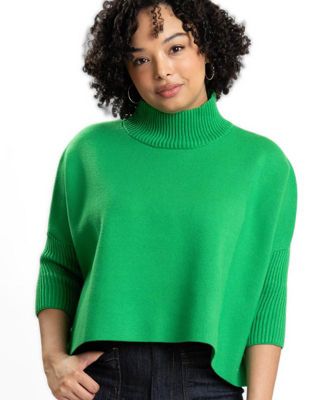 Women's Jordan Turtleneck Cropped 3/4-Length Sleeves Sweater