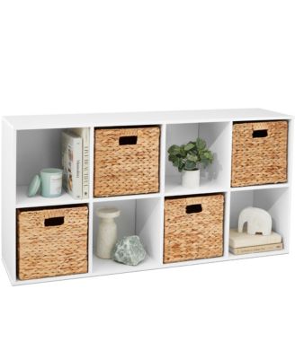8-Cube Bookshelf, 13.5in Display Storage System, Organizer With Removable Back Panels