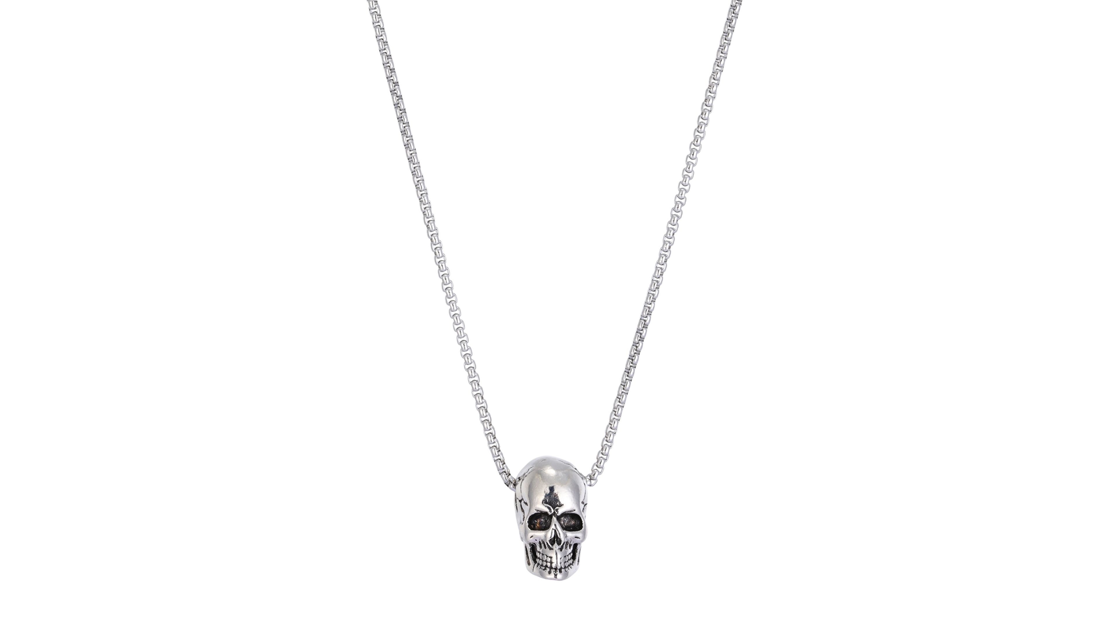 Adornia Men's Stainless Steel Skull Necklace