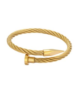 Men's Gold-Tone Stainless Steel Nail Cuff Bracelet