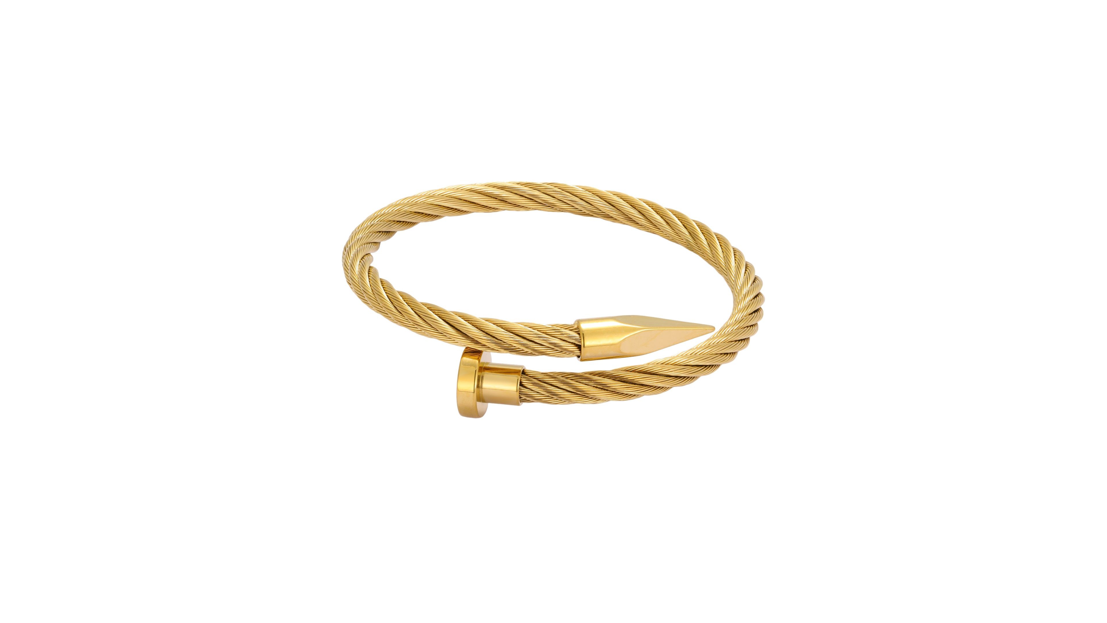 Adornia Men's Gold-Tone Stainless Steel Nail Cuff Bracelet