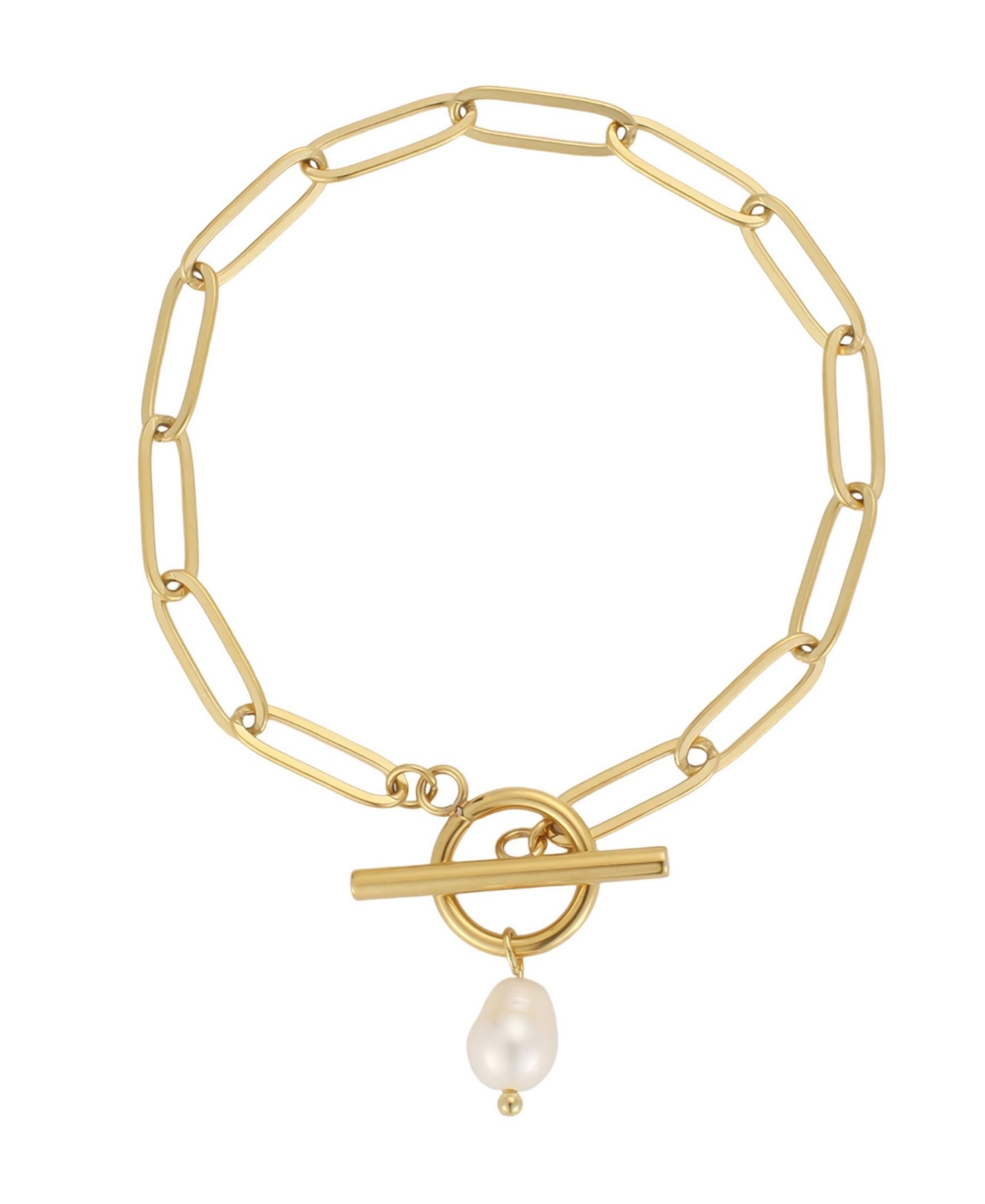 Adornia Cultured Freshwater Pearl Toggle Gold-Tone Stainless Steel Bracelet - Gold