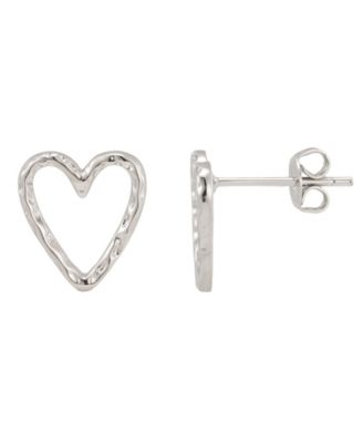 Silver-Tone Heart Nickel Free Studs