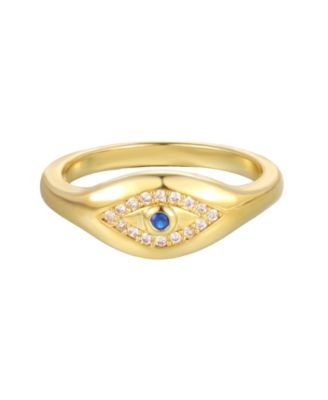 Cubic Zirconia Gold-Tone Pinky Evil Eye Ring