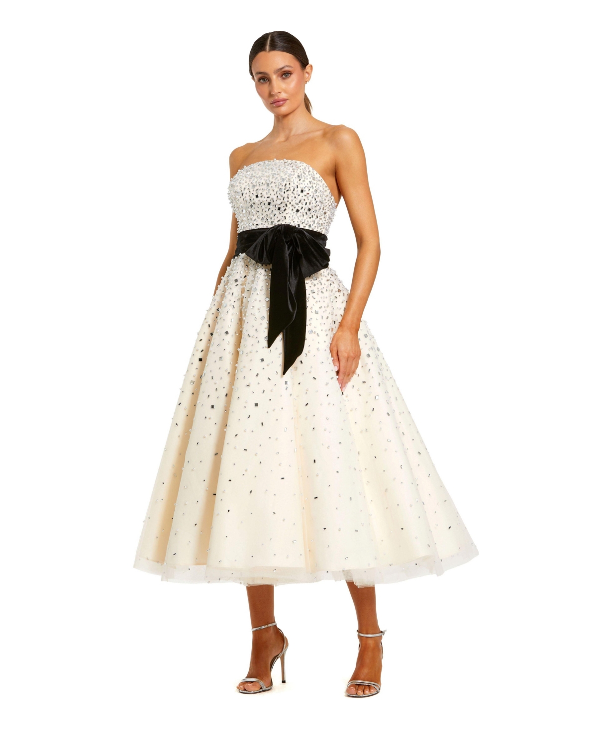 Mac Duggal Women's Strapless Embellished Tulle Midi Dress