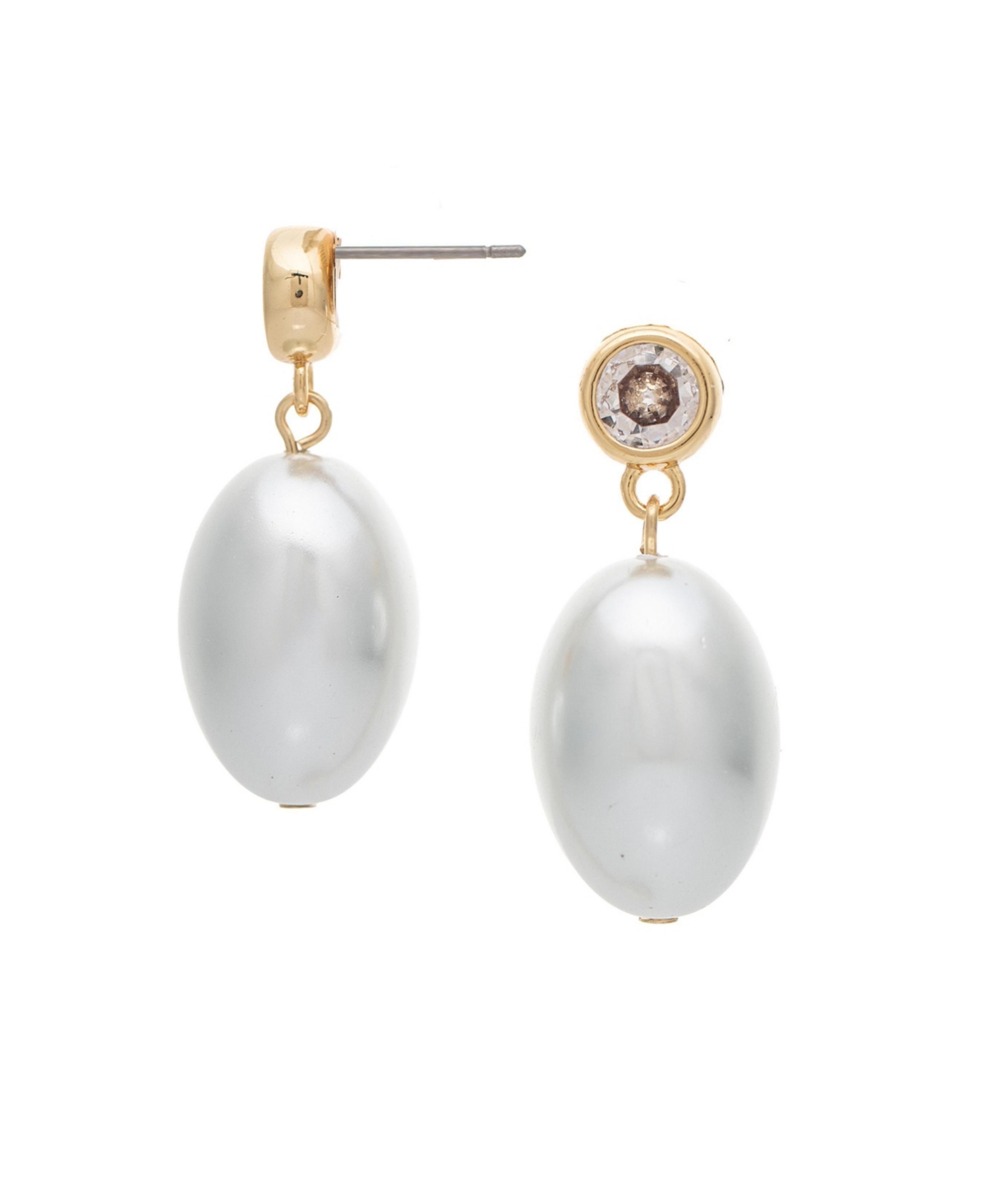 Rivka Friedman Cubic Zirconia and Imitation Pearl Gold-Tone Drop Earrings