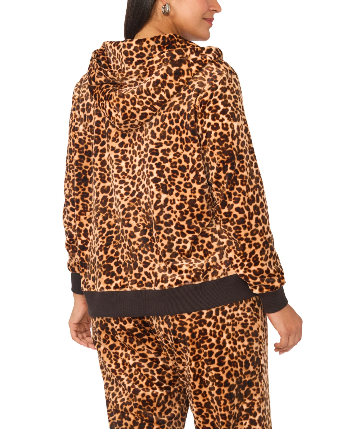 Vince Camuto Plus Leopard-Print Full-Zip Hoodie