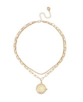 Cubic Zirconia Gold-Tone Paperclip Chain Layered Necklace