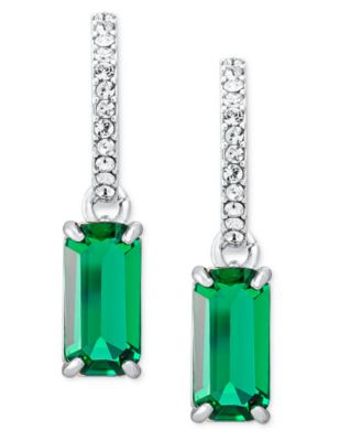 Silver-Tone Crystal 14MM Hoop Drop Earrings