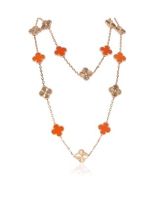 Rose Gold Carnelian Vintage Alhambra Necklace