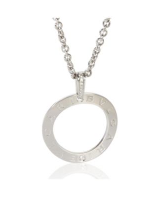 White Gold Diamond Bvlgari Circle Pendant