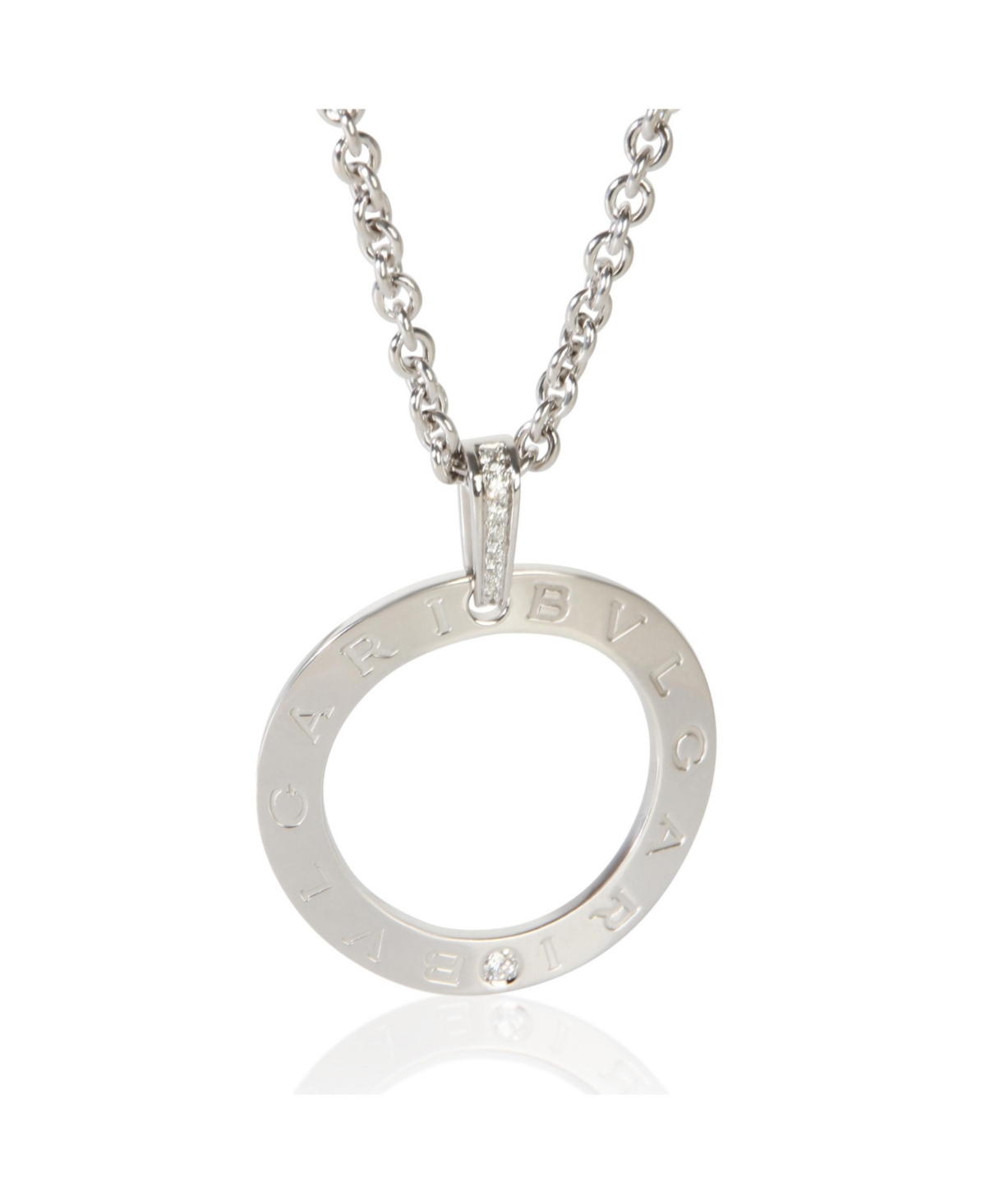 Pre-Owned Bvlgari White Gold Diamond Bvlgari Circle Pendant - White gold