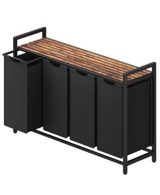 Laundry Basket Sorter with Storage Shelf, 4 x 10.6 Gallons