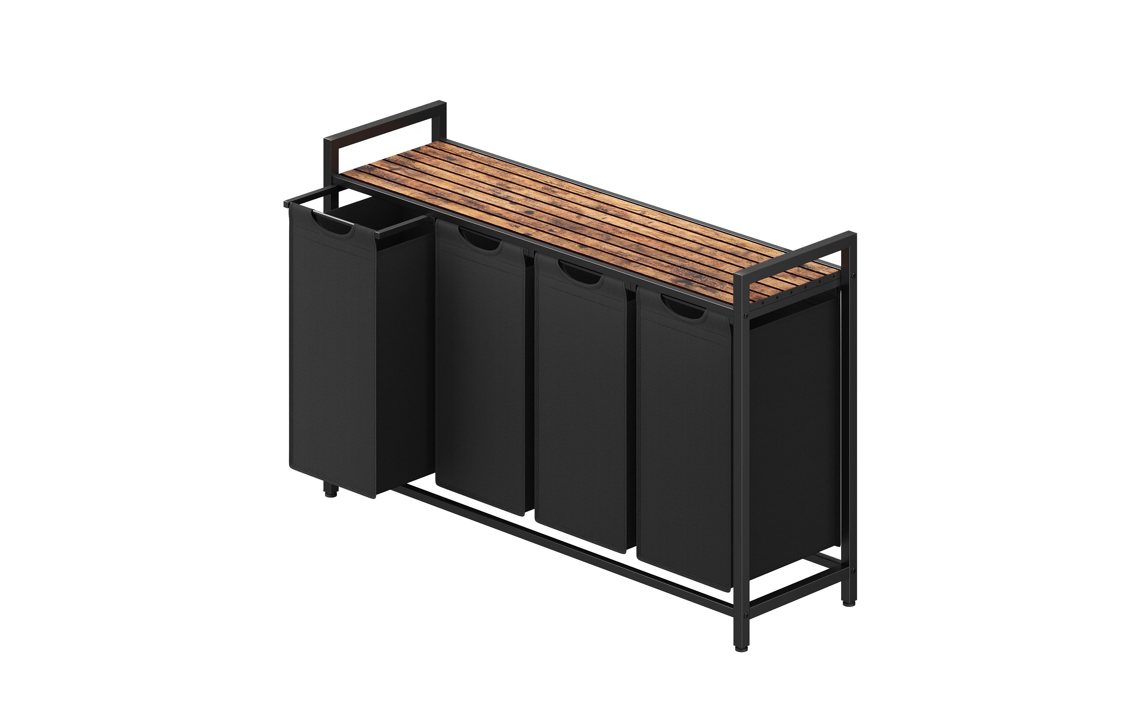 SongmicsHome Laundry Basket Sorter with Storage Shelf, 4 x 10.6 Gallons