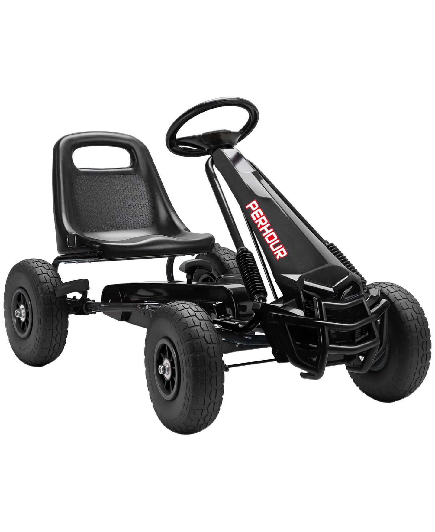Детская игрушка Qaba Pedal-Powered Go Kart with Adjustable Seat and Eva Tires, 3–8 лет, цвет: Чёрный — фото 1