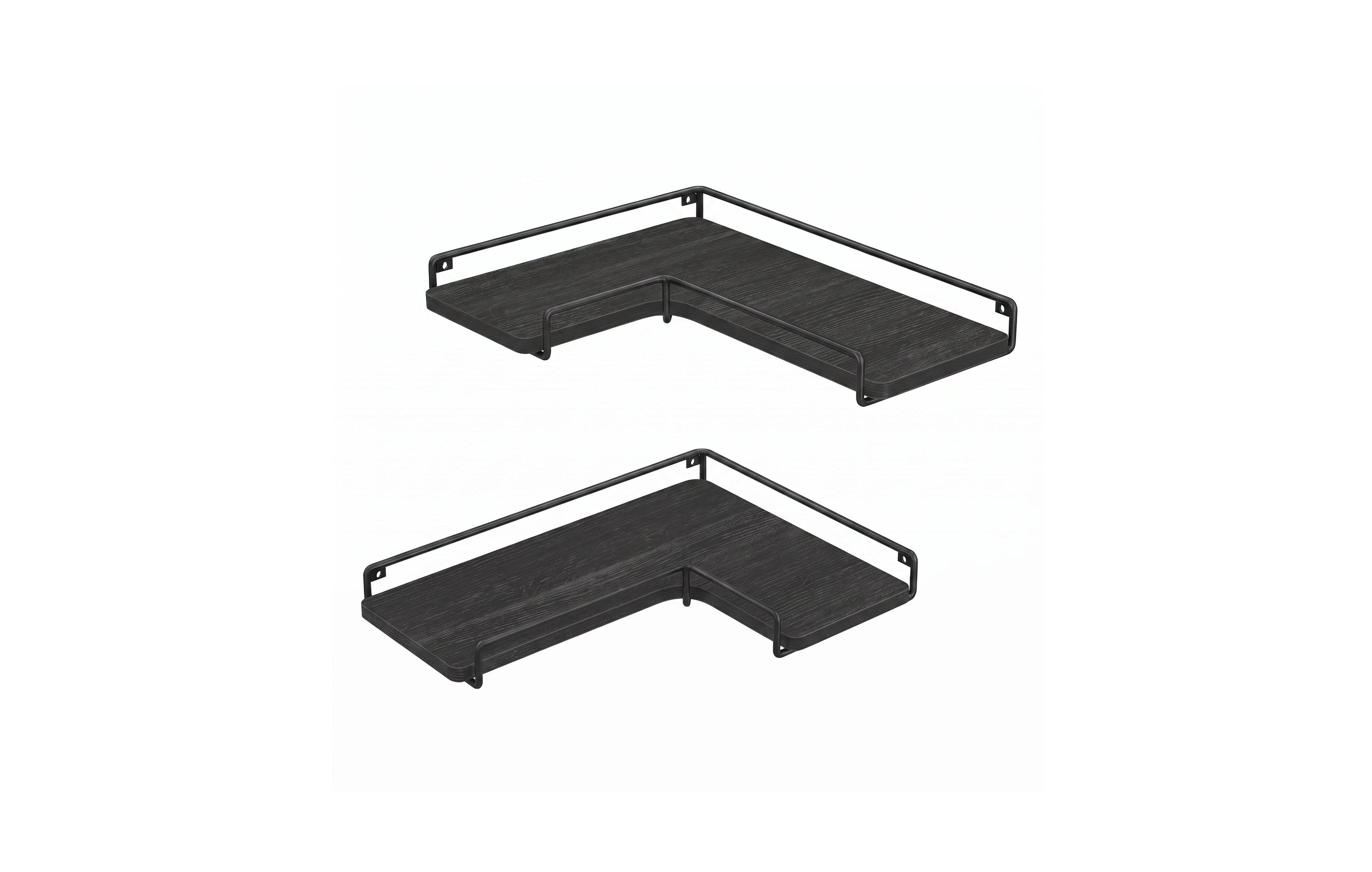 SongmicsHome Floating Shelves, Set of 2 Corner L-Shaped Wall Shelf, Modern