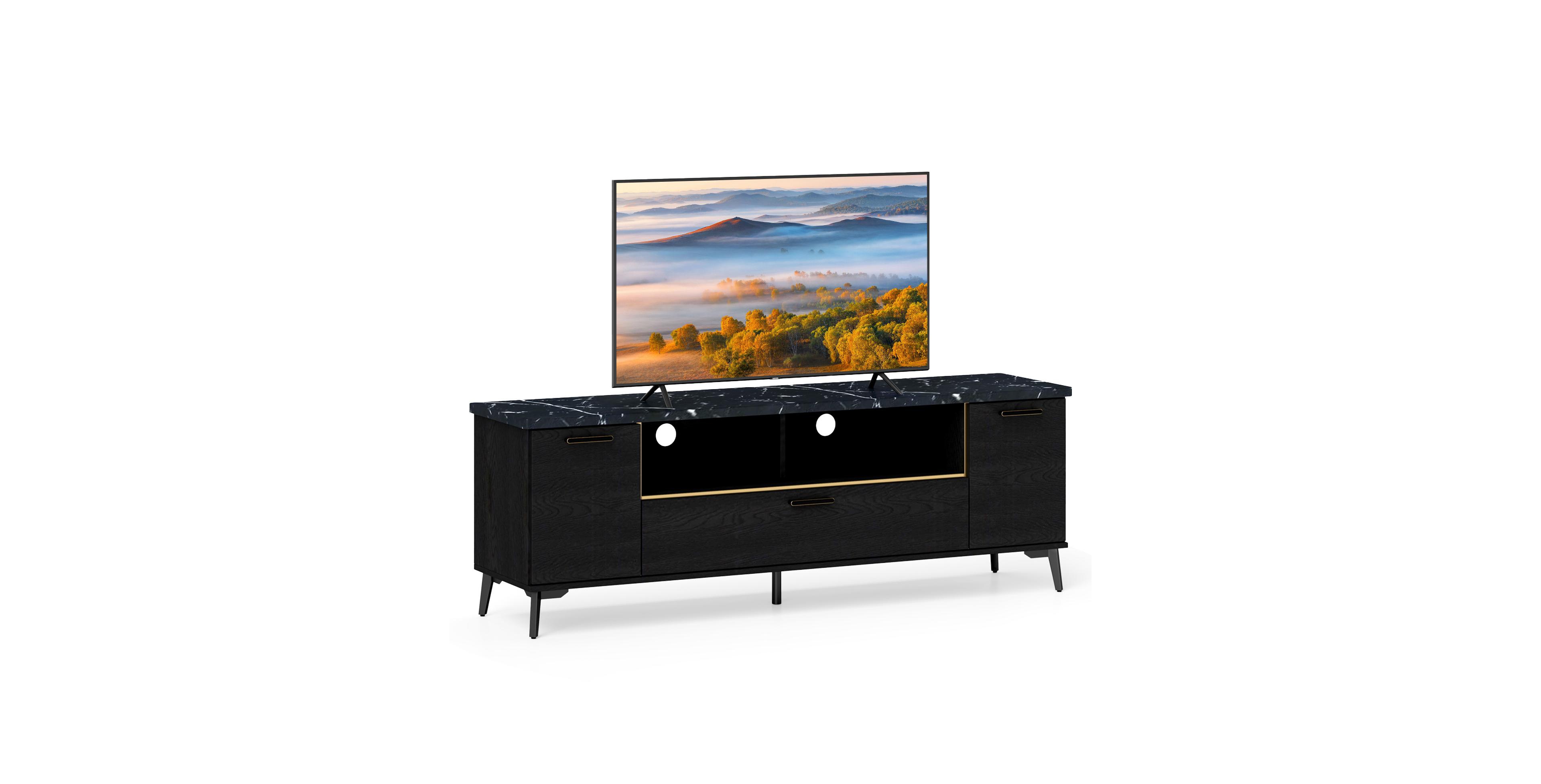 Mecale 63 in Tv Stand with Flip Door Cabinet for TVs up to 75 in