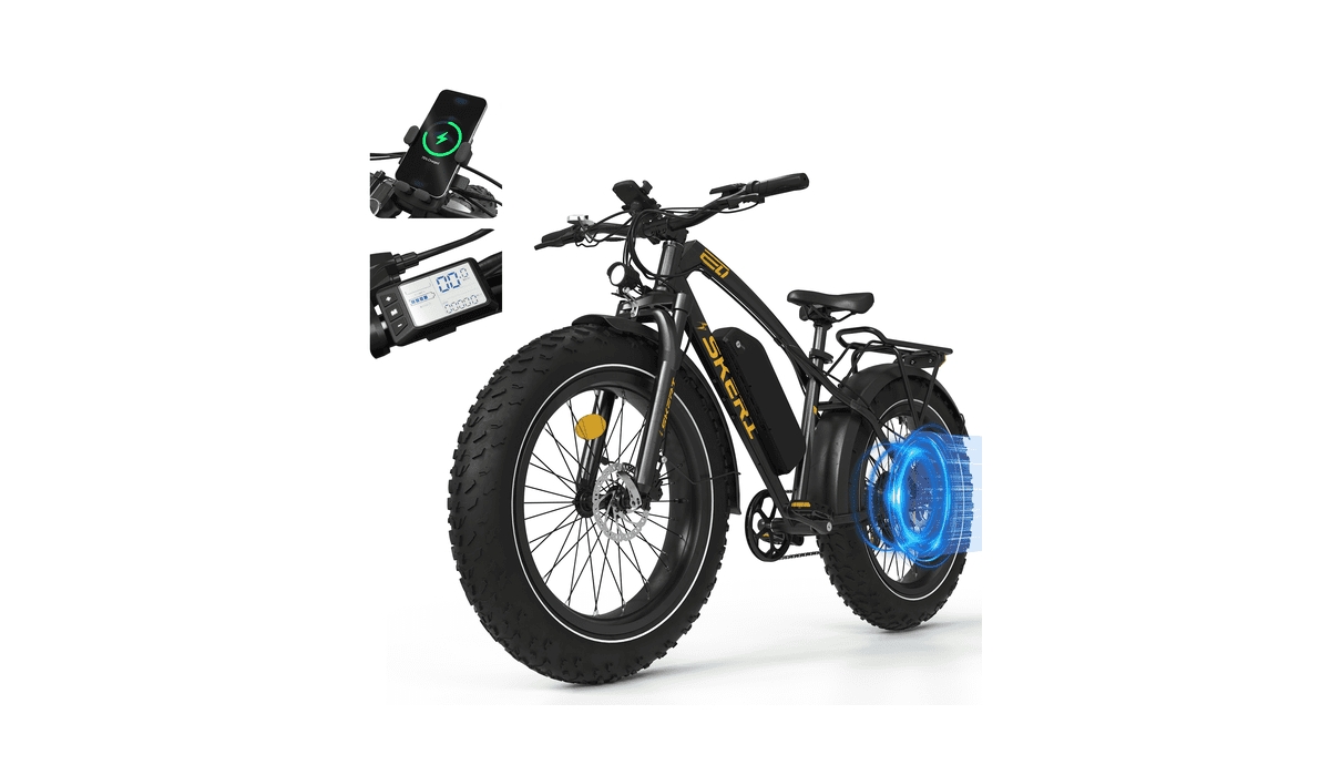 Skeri Electric Bike, 26"x4.0" Fat Tire E Bike, 500W (Peak 1000) Motor, 48V 15.6Ah Removable Electric Bike for Adults, 60 Miles and 25 mph - Black