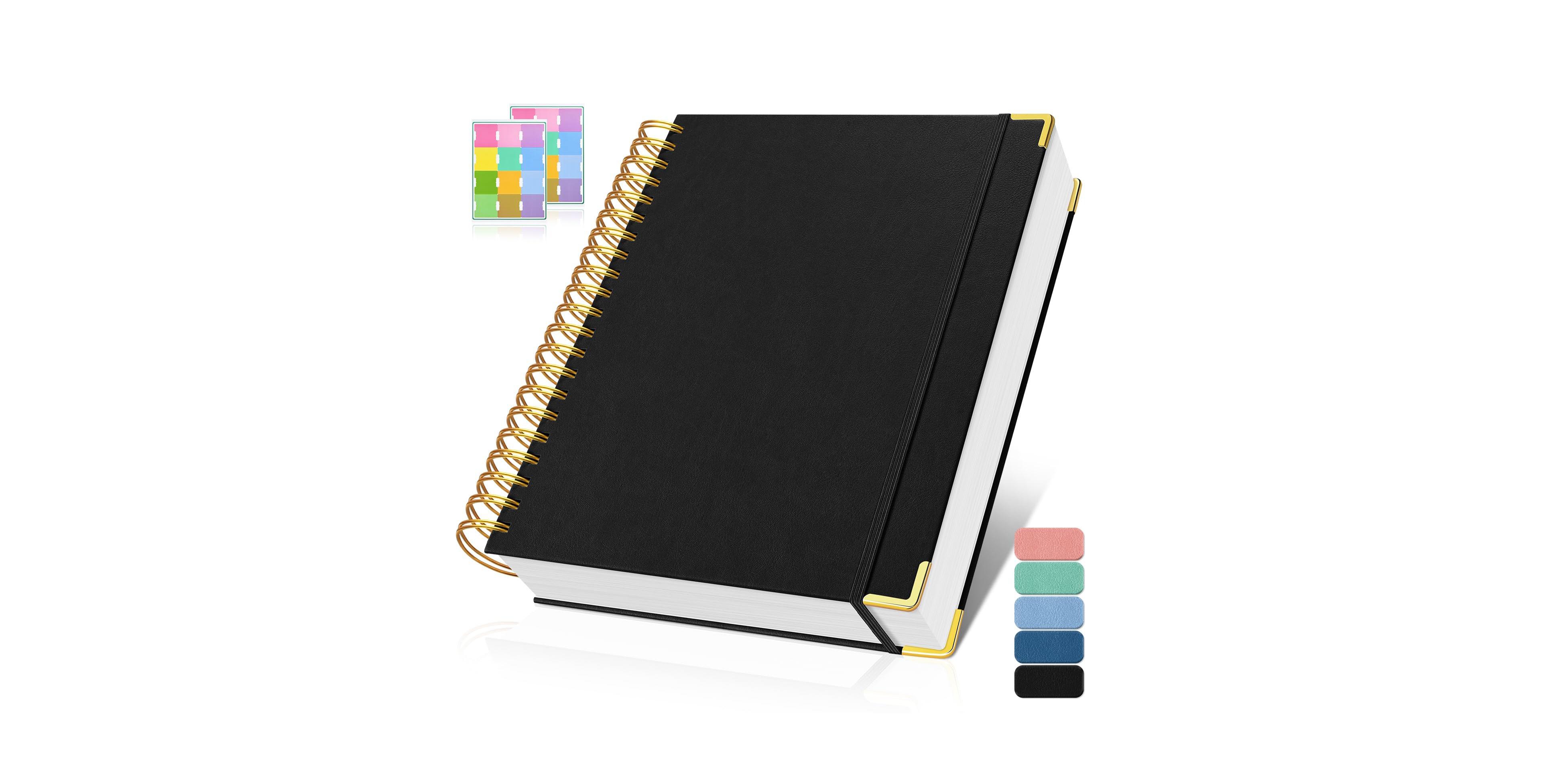 Danrong Spiral Notebook 8.5x11 300 Numbered Pages Lined College Ruled Hardcover Leather Journal
