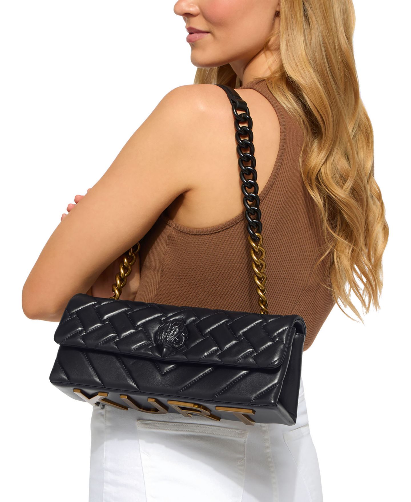 Женская сумка Kurt Geiger London Kensington East West Quilted Small Shoulder, цвет: Чёрный — фото 2