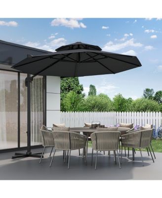 10' Cantilever Patio Umbrella with Steel Frame, 360degree(s) Rotation, UV-Protective Fade-Resistant Canopy for Garden, Deck and Backyard