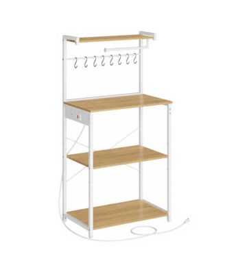 Kitchen Bakers Rack with Power Outlet, 4-Tier Microwave Stand, 23.6 x 15.8 x 55.1 inches