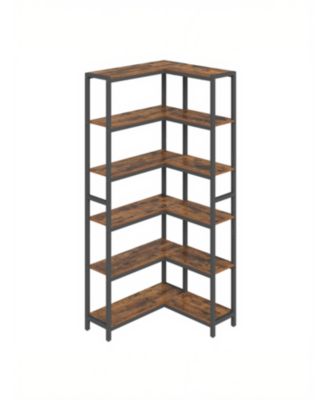 6-Tier L-Shaped Corner Bookshelf Industrial Display Rack 40.2 x 9.4 x 69 inches
