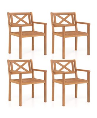 Acacia Wood Patio Dining Chairs Outdoor Garden Seating Chairs