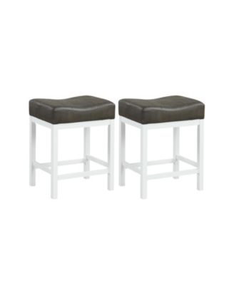  in Linen Fabric Saddle Stools Set of 2 with Cushioned Seat