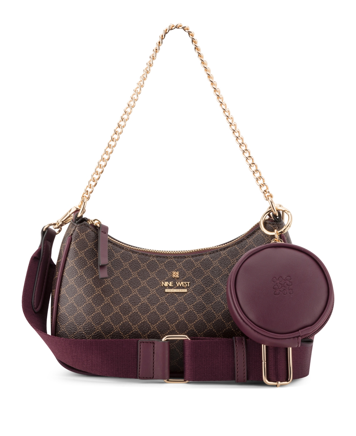 Nine West Luela Convertible Crossbody Shoulder Bag With Removable Pouch, 2-piece Set In Dkbrn,byb