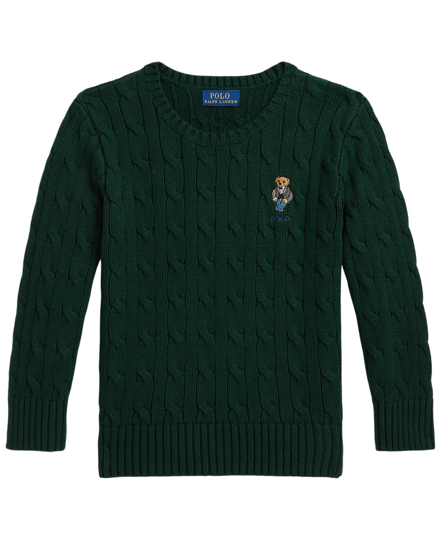 Свитер Polo Ralph Lauren Polo Bear Cable-Knit Crewneck Sweater для мальчиков, цвет: Зелёный — фото 4