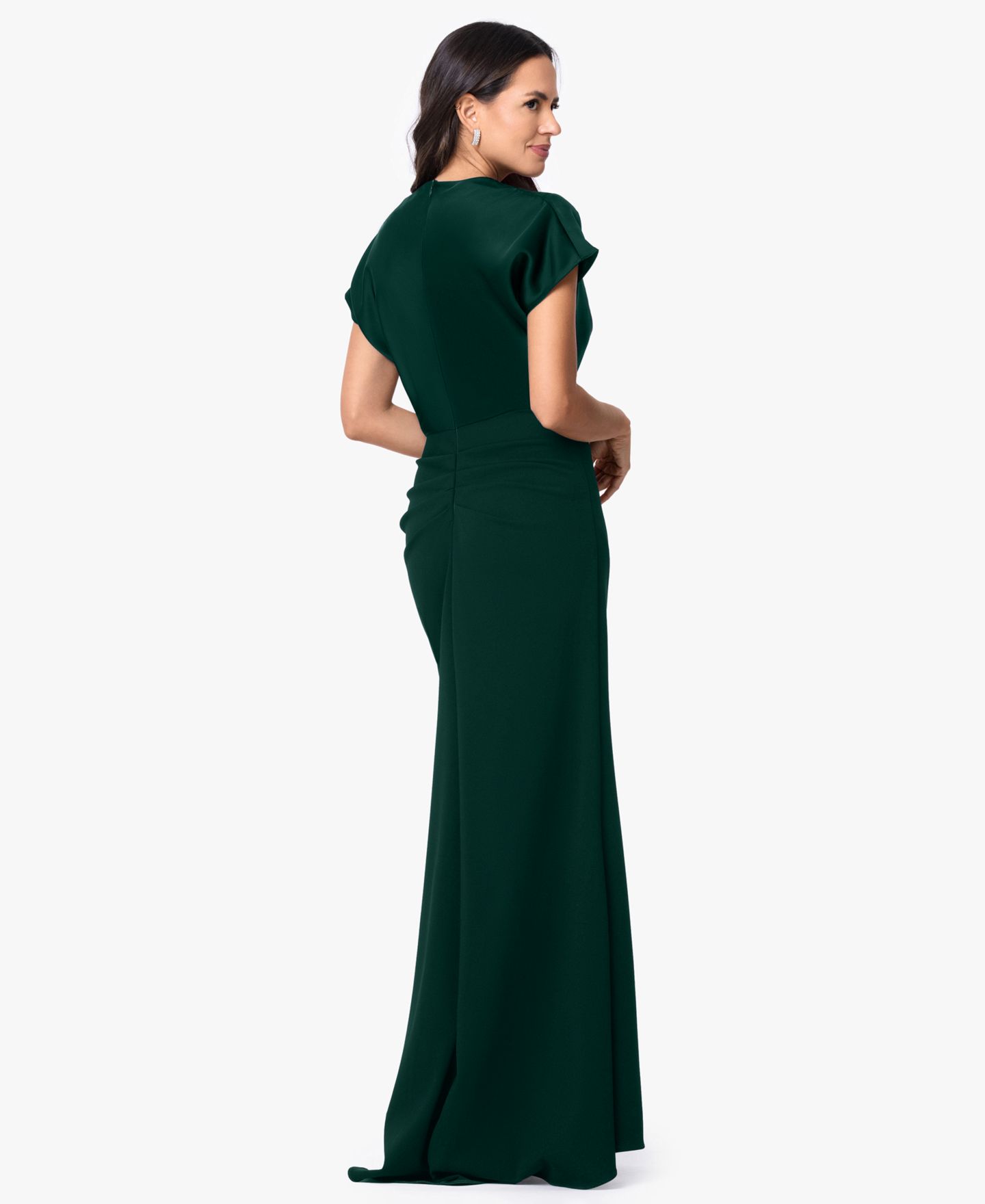 Женские платья Betsy & Adam Petite Cowl Neck Long Ball Gown, цвет: Тёмно-зелёный — фото 5