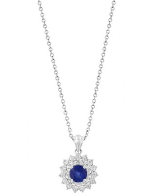 Diamond (1/10 ct. t.w.) and Sapphire (1/2 ct. t.w.) Pendant in 14K White Gold
