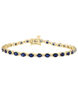 Sapphire (6-1/20 ct. t.w.) and Diamond (1/20 ct. t.w.) Tennis Bracelet in 14K Gold Plated Sterling Silver