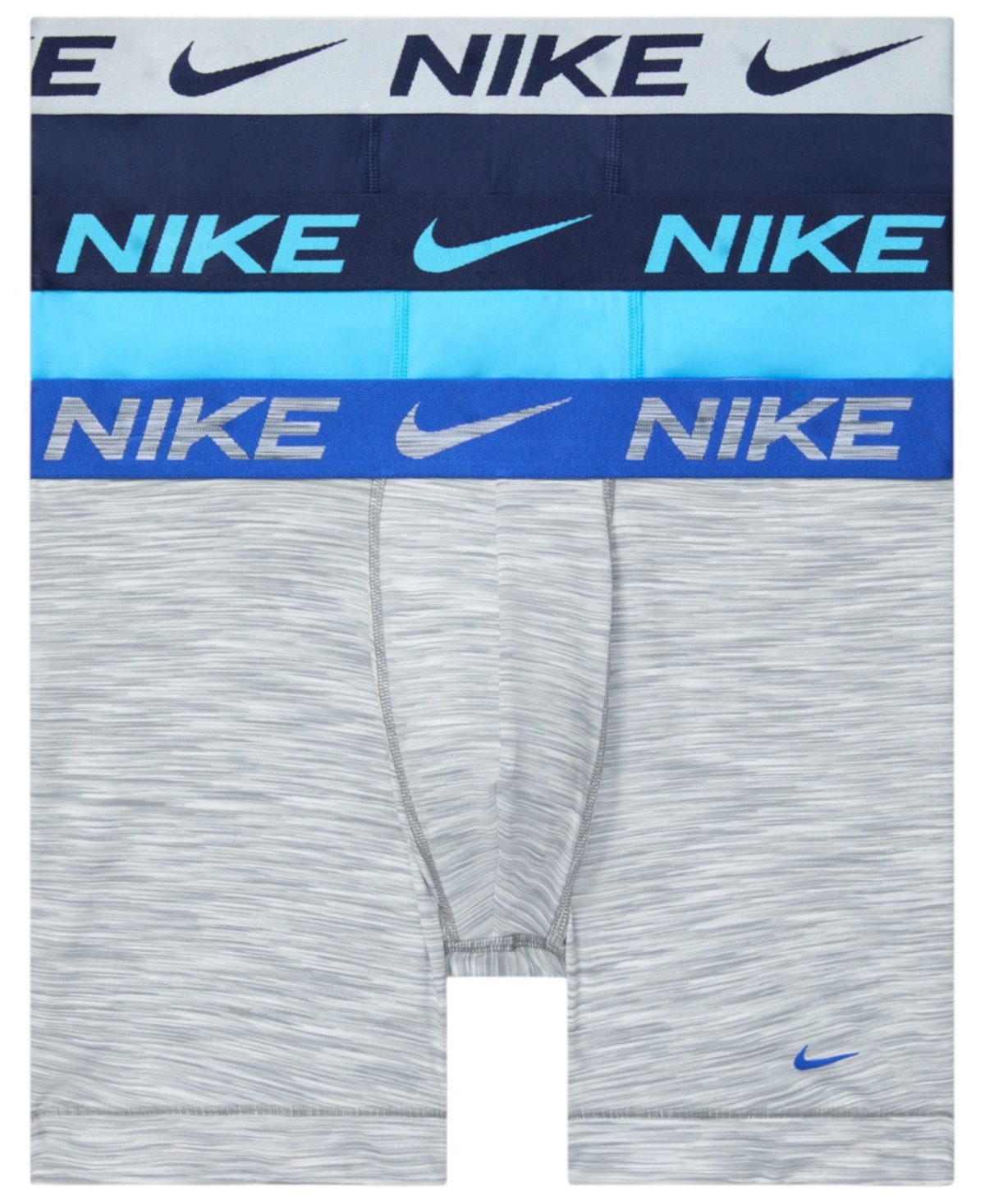 Nike Men's 3-Pack Dri-Fit Essential Micro Boxer Briefs - Pure Platinum Space Dye/Baltic Blue/Midn