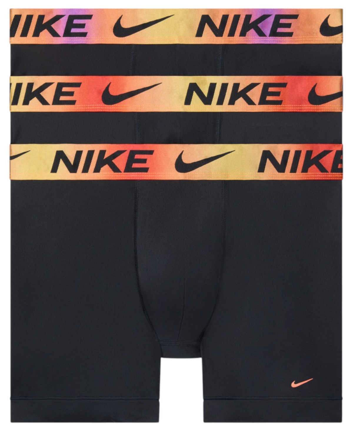 Nike Men's 3-Pack Dri-Fit Essential Micro Boxer Briefs - Black- Total Orange/Hyper Pink/Vivid Pur