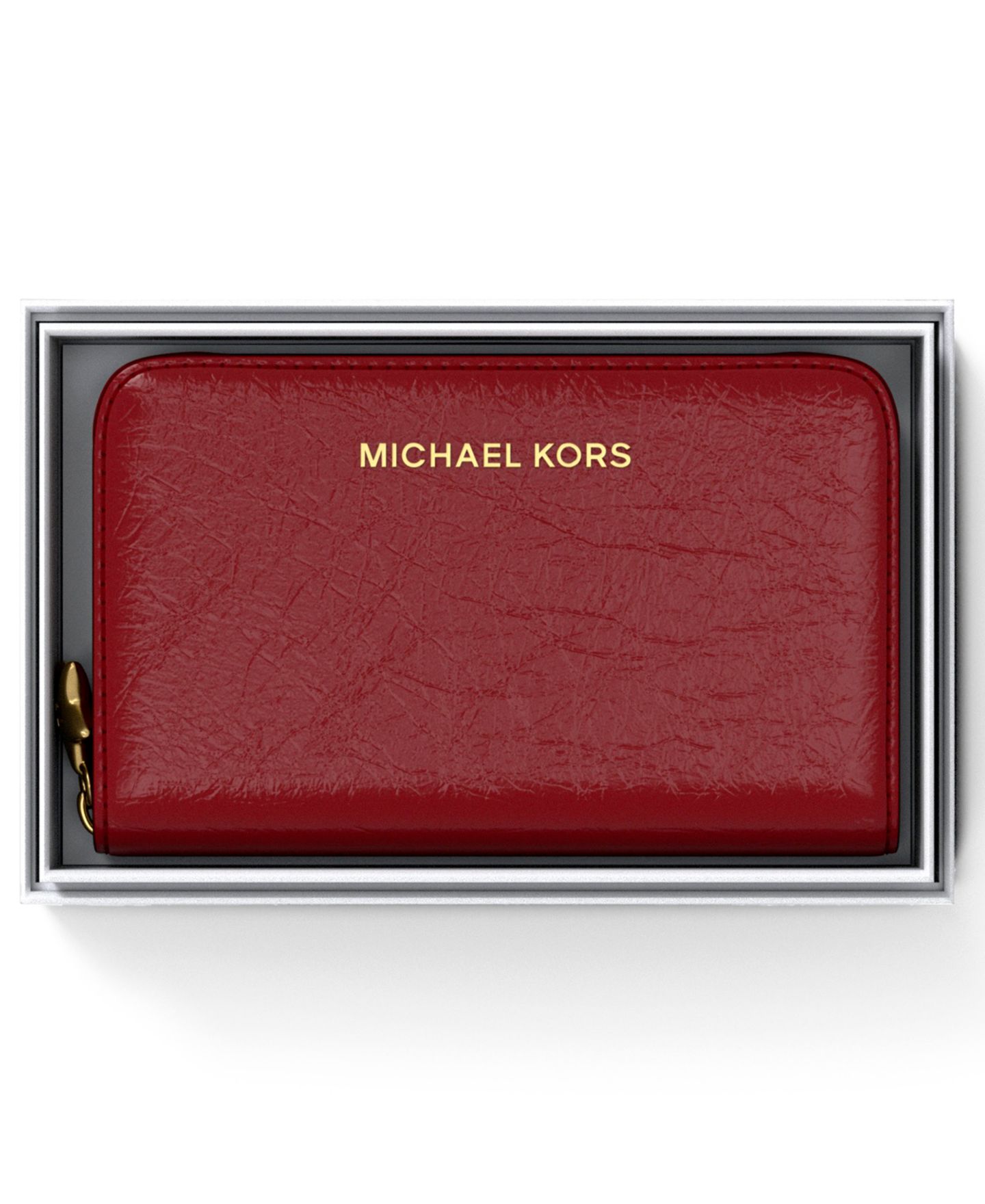 Женский кошелёк Michael Kors Zip Around Star Charm Card Case, цвет: Глубокий красный — фото 5